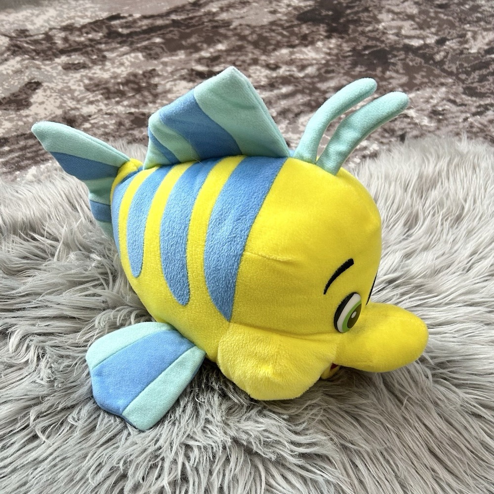 Disney Flounder Plush Ariel The Little Mermaid 15" Long Yellow Blue‎ Fish VTG
